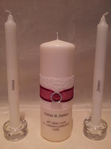 personalised candles, wedding candles, unity candles, wedding ceremony, unity ceremony, wedding candles Ireland