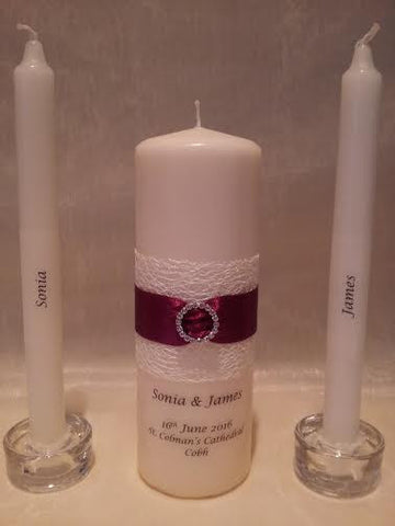 personalised candles, wedding candles, unity candles, wedding ceremony, unity ceremony, wedding candles Ireland