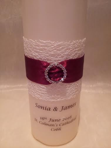 personalised candles, wedding candles, unity candles, wedding ceremony, unity ceremony, wedding candles Ireland
