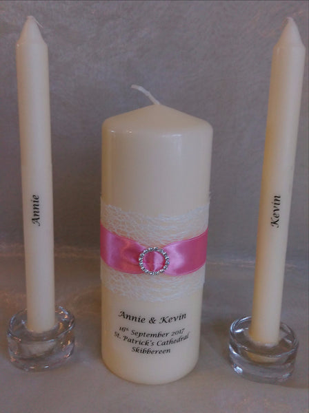 personalised candles, wedding candles, unity candles, wedding ceremony, unity ceremony, wedding candles Ireland