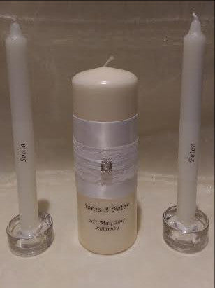 personalised candles, wedding candles, unity candles, wedding ceremony, unity ceremony, wedding candles Ireland