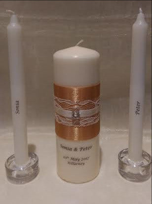 personalised candles, wedding candles, unity candles, wedding ceremony, unity ceremony, wedding candles Ireland