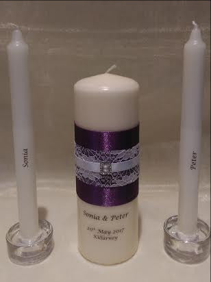 personalised candles, wedding candles, unity candles, wedding ceremony, unity ceremony, wedding candles Ireland