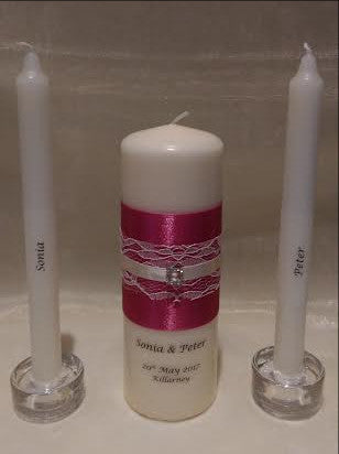personalised candles, wedding candles, unity candles, wedding ceremony, unity ceremony, wedding candles Ireland