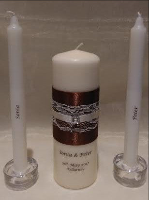 personalised candles, wedding candles, unity candles, wedding ceremony, unity ceremony, wedding candles Ireland