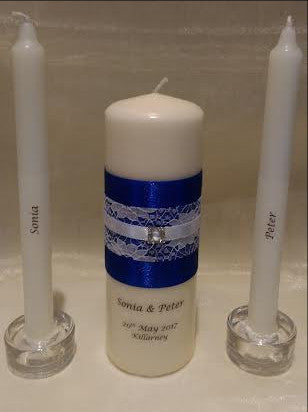 personalised candles, wedding candles, unity candles, wedding ceremony, unity ceremony, wedding candles Ireland