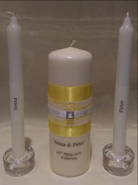 personalised candles, wedding candles, unity candles, wedding ceremony, unity ceremony, wedding candles Ireland