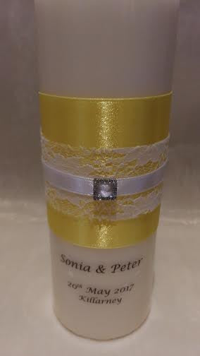 personalised candles, wedding candles, unity candles, wedding ceremony, unity ceremony, wedding candles Ireland