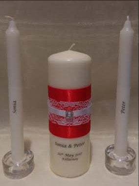 personalised candles, wedding candles, unity candles, wedding ceremony, unity ceremony, wedding candles Ireland