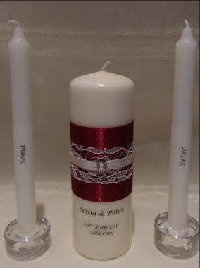 personalised candles, wedding candles, unity candles, wedding ceremony, unity ceremony, wedding candles Ireland