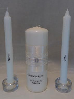 personalised candles, wedding candles, unity candles, wedding ceremony, unity ceremony, wedding candles Ireland