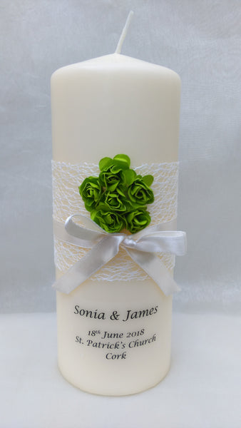 Wedding Candle - Rose Quartz, Green