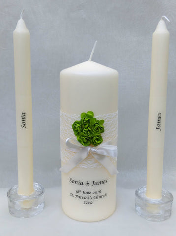 Wedding Candle - Rose Quartz, Green