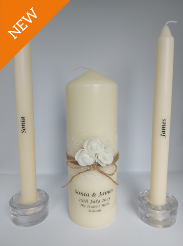 Wedding Candle - Rustic Rose, Ivory (foam)