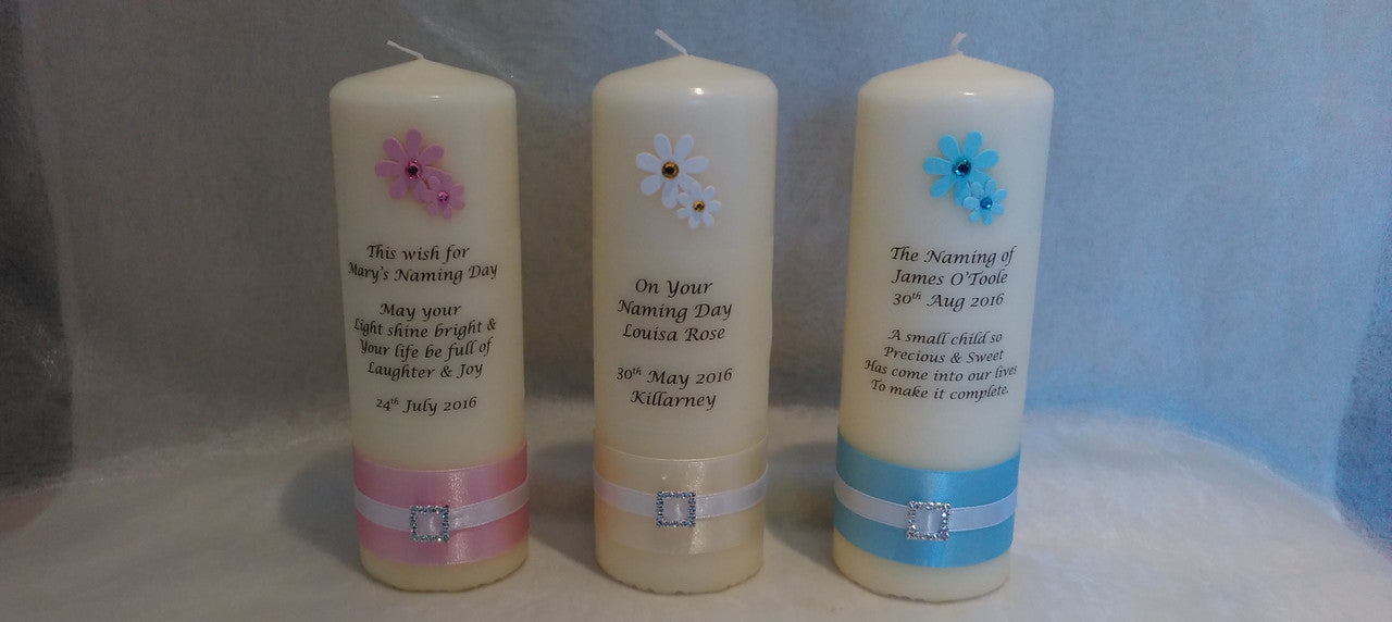 Personalised candles, naming day candle, christening candle